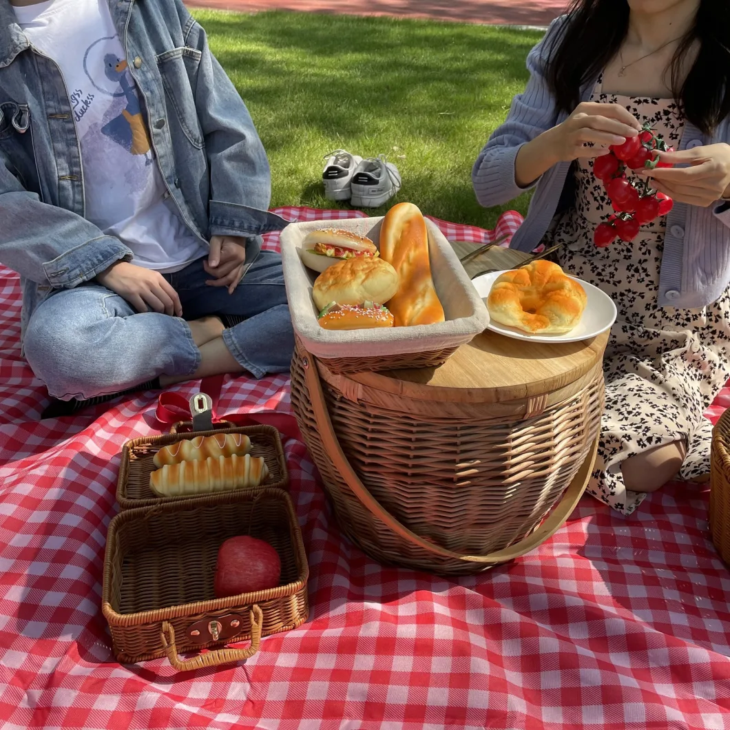 Bobai Haosen Round Rattan Wicker Handwoven Insulated Picnic Basket