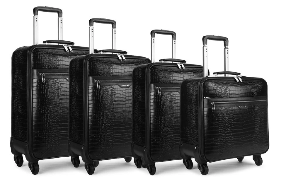 PVC PU Leather Wheeled Trolley Luggage Business Travel Suitcase Bag Case (CY6916)