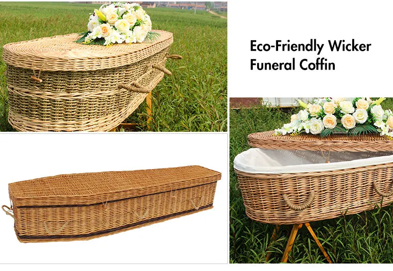 Best Quality Funeral Handmade Coffin Rattan Wicker Coffin Baskets